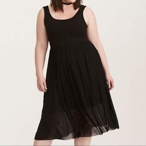 Torrid Knit to Mesh Black Skater Dress